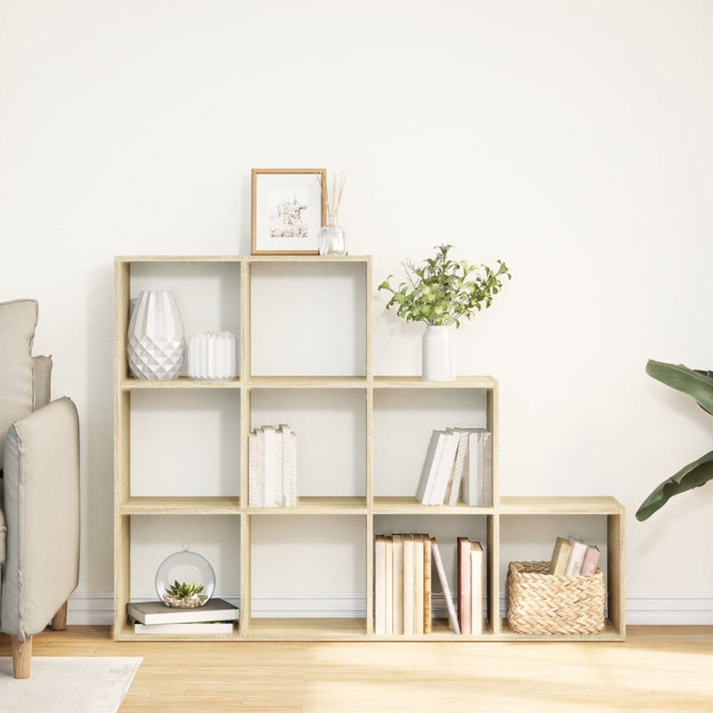 Saphronia Bookcase, Sonoma Oak, (3 Shelves) 103.5cm H x 137.5cm W x 29cm D