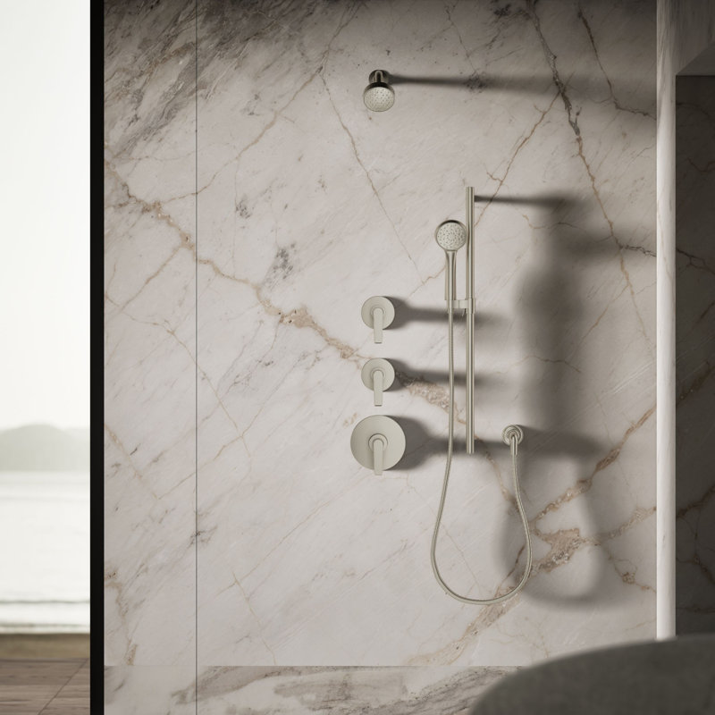 Awaken G90 Single-Function Full/Standard Fixed Shower Head, Vibrant Brushed Nickel, 1.5 GPM