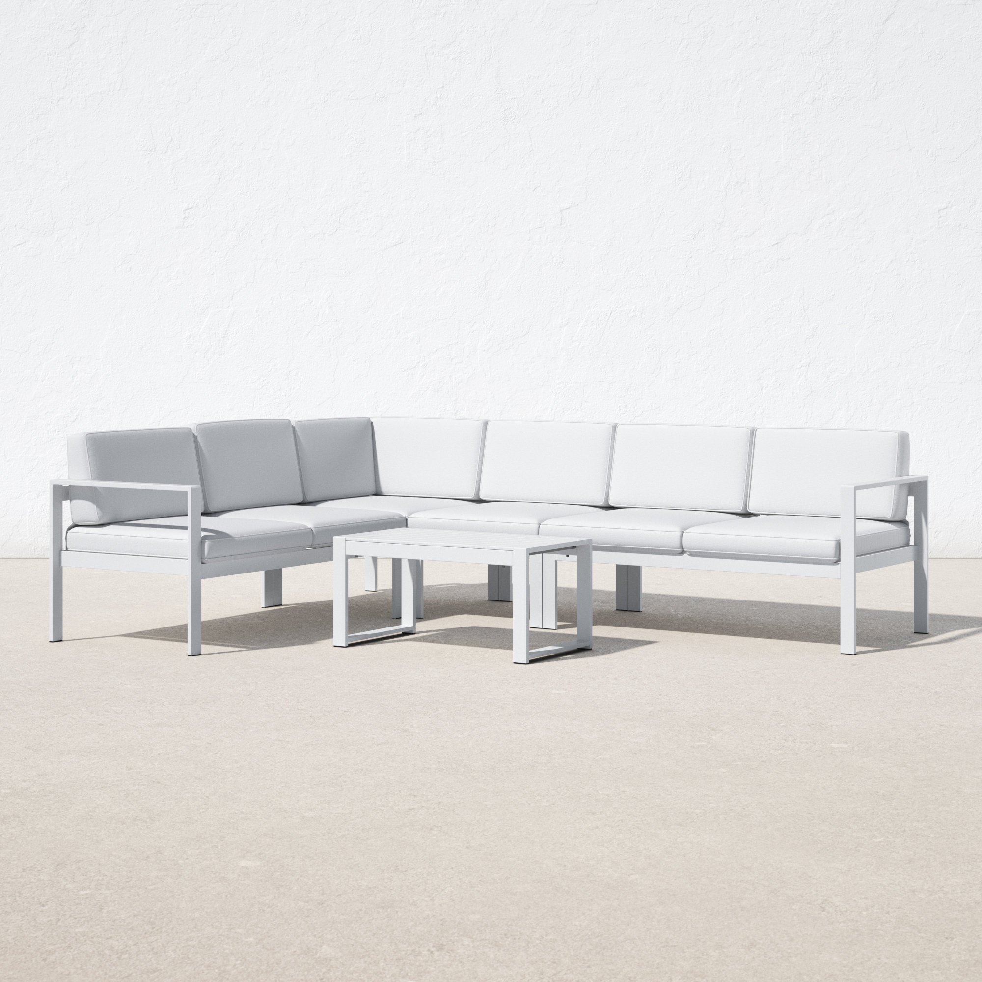 Karen Sectional Seating Group with Cushions, White