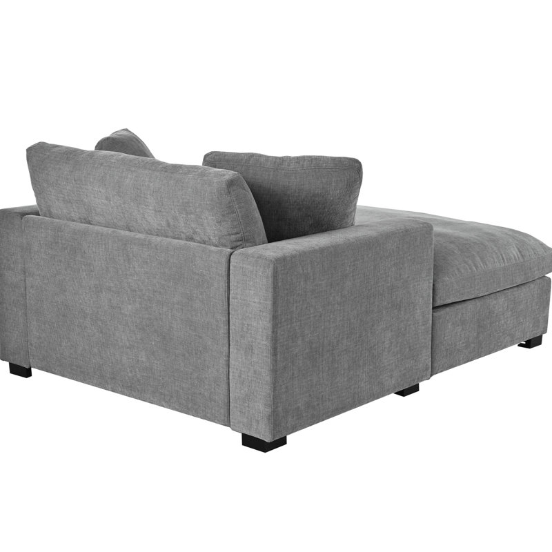 Chaise longue de 53,5 po x 70,9 po - style classique, matériau, pieds en bois massif, structure, assemblage sans effort, confort relaxant très grand, l 53,5 po x P 70,9 po x H 33,1 po, gris, design, confortable Tissu, facile