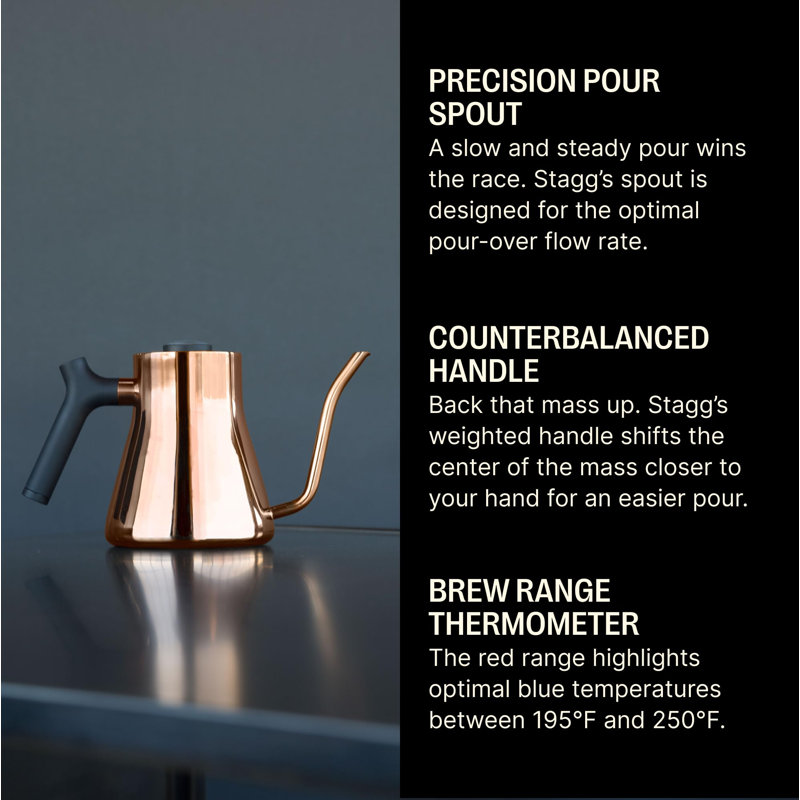 Matte Black Stainless Steel Gooseneck Pour-Over Kettle with Thermometer