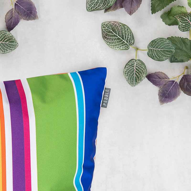 Stripe Indoor-Outdoor Cushion, Technicolour
