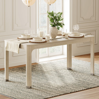 66" Rectangular Dining Table With Solid Wood Legs