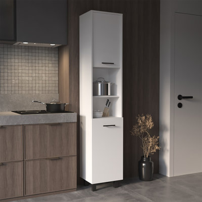 Armelia 2-Shelf Rectangle Pantry Cabinet | Space-Saving Kitchen Storage with Chrome Handles & Adjustable Legs by Hokku Designs