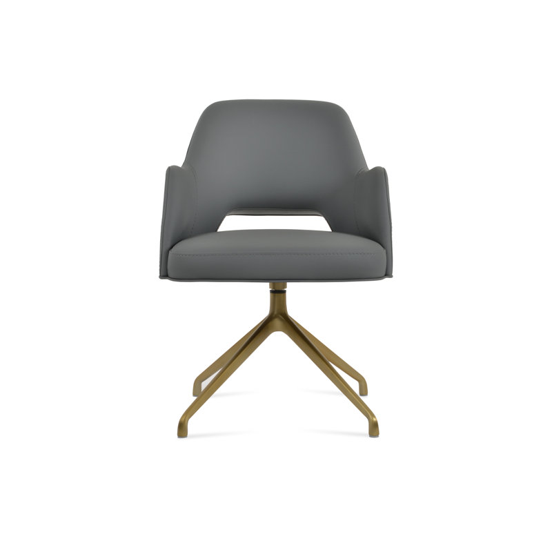Fauteuil pivotant Marash Spider, Laiton, Gris