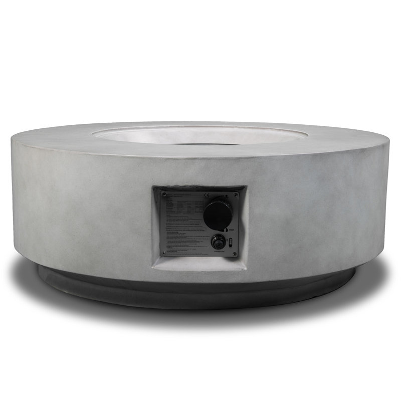 Foyer de table au gaz propane 30 po, foyer rond en béton de 50 000 BTU pour la terrasse extérieure - gris clair