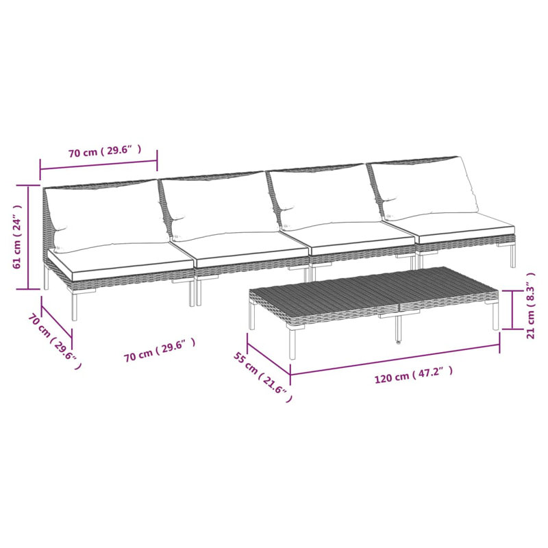 Alkhoury 4 - Person Seating Group with Cushion