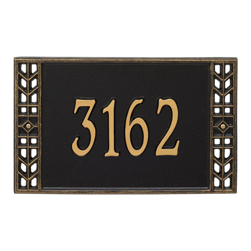 Plaque d'adresse murale standard personnalisée 1 ligne Boston, Noir / or, Oui