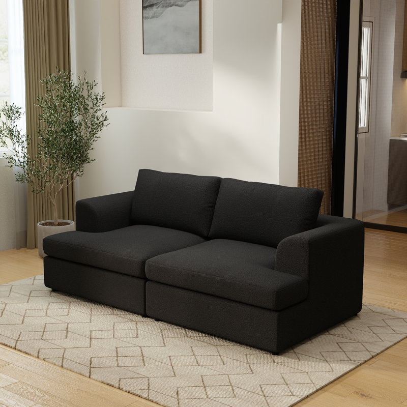 Canapé modulaire Upholstered Boucle, Black