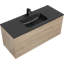 Meuble-lavabo mural simple avec comptoir en quartz noir et meuble-lavabo au fini bois naturel Passonno-726589603
