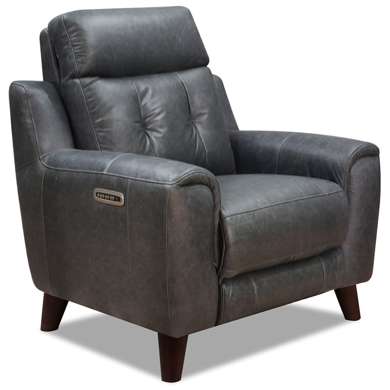 Roemy Leather Recliner, Grey