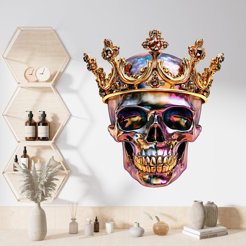 Adhésif décoratif tête de mort en vinyle, art mural gothique amovible pour le salon ou la chambre à coucher