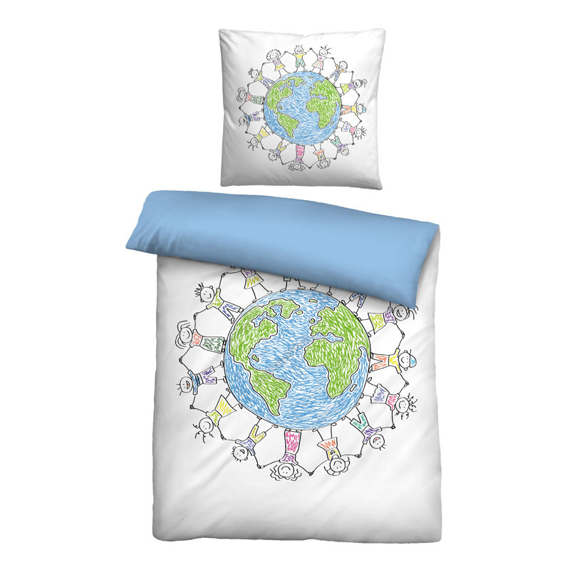 100% Cotton 57 TC Reversible 2 Piece Duvet Cover Set, 135 x 200 cm + 80 x 80 cm