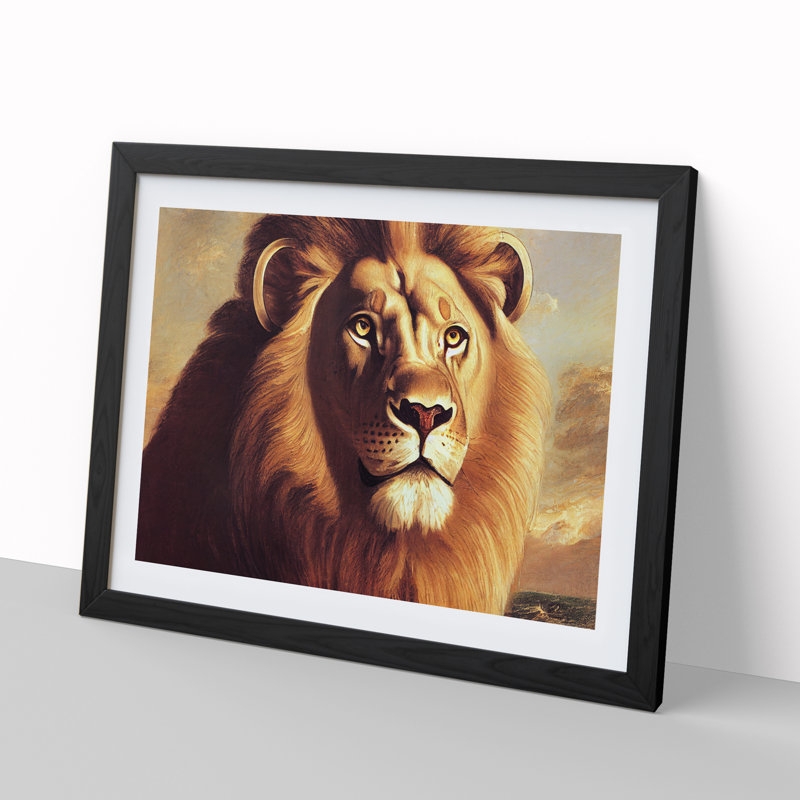 Lovely Lion - Single Picture Frame Print, Black, 34cm H x 46cm W