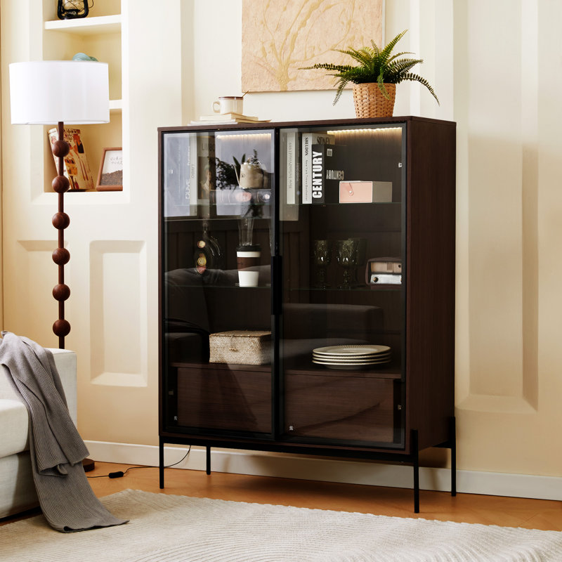Vitrine éclairée de 51,2 po de hauteur avec porte en verre trempé