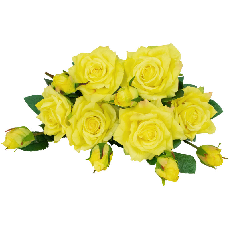 Ensemble de 6 tiges de roses artificielles jaunes 19 "