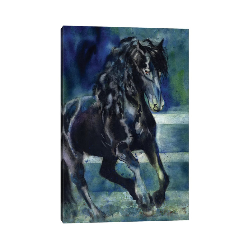 Friesian Gallop by Rachel Parker - Painting on Canvas, Wrapped Canvas, 66.04 cm H x 45.72 cm W x 1.91 cm D