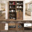 Armoire de rangement sur pied 81,50 "avec armoire de rangement autoportante avec station de charge intégrée et tablettes ouvertes pour la salle à manger, le vestibule, la salle de bain et le salon
