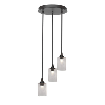 Rosalina 3 Light Stem Hung Cluster Pendalier With 4" Clear Bubble Glass