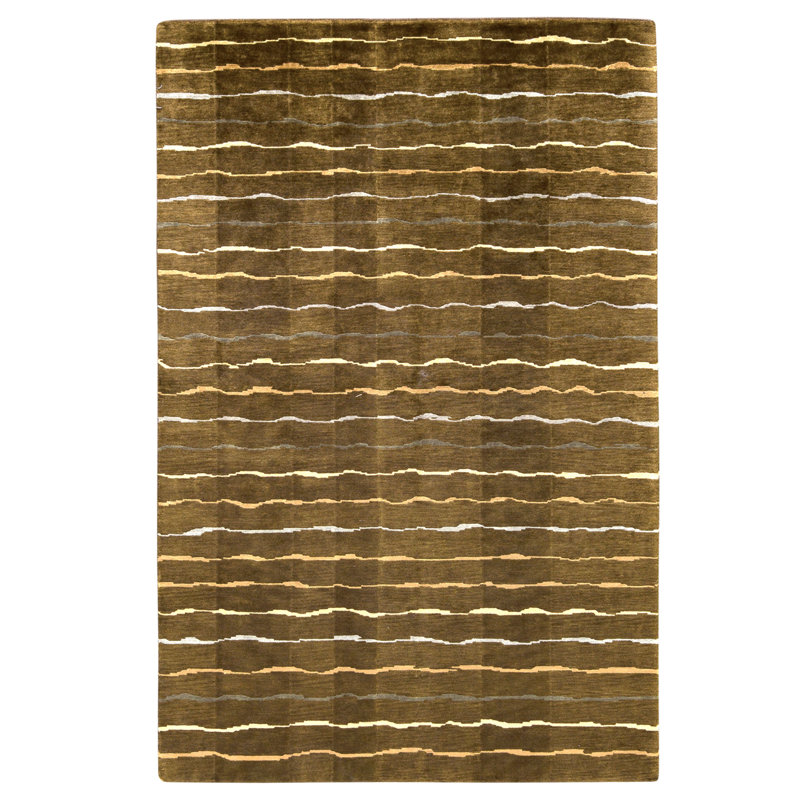 Hand Knotted Area Rug in Gold