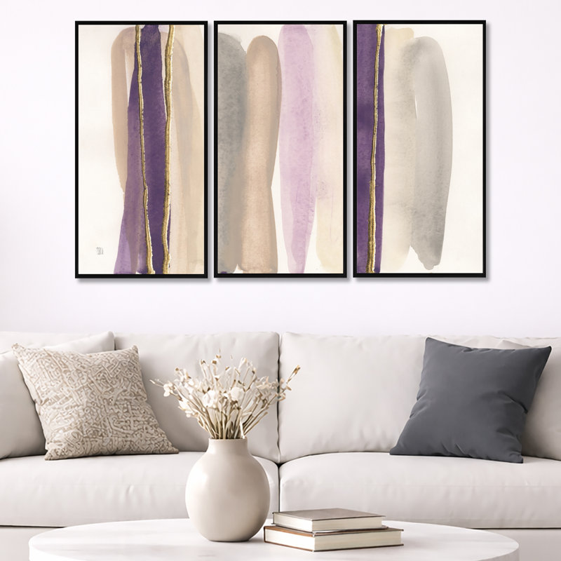 Shape Of Glam - ensemble d'art mural encadré sur toile Shabby Elegance, par 3, H 20 po x l 36 po, Noir, noir, noir, noir