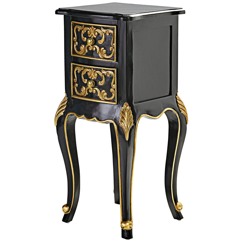 Table de bout à 2 tiroirs en bois massif rococo Baroque 32 po