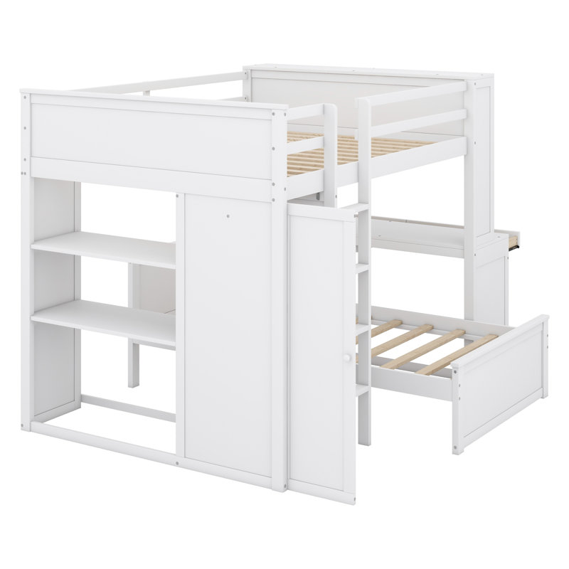Joal Kids Full Bunk Bed with Drawers, White