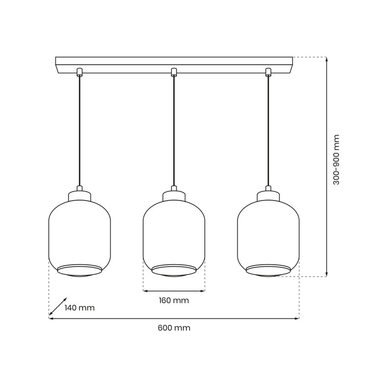 Sombra 3 - Light Matte Black Pendant, Amber