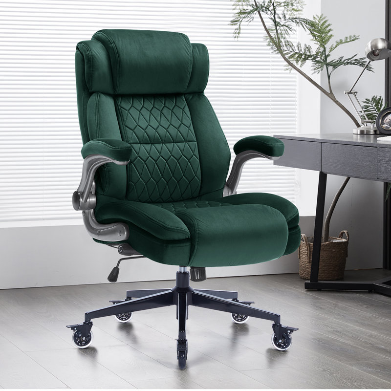 Fauteuil de direction ergonomique Big and Tall avec soutien lombaire réglable et accoudoirs, 400 lb, Vert