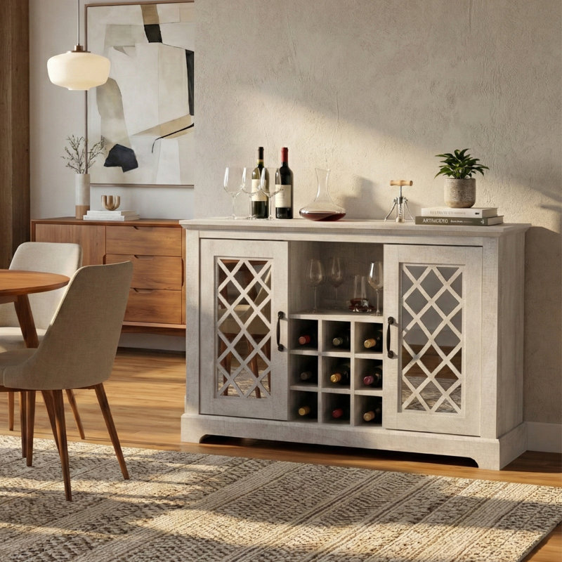Armoire à vin avec rangement ouvert Perrault, Gris