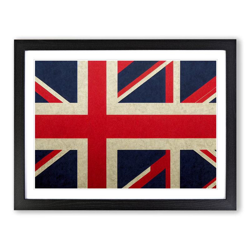 Abstract Union Jack Flag Vol.2 - Framed Print, 34cm H x 46cm W x 2cm D, Black Framed