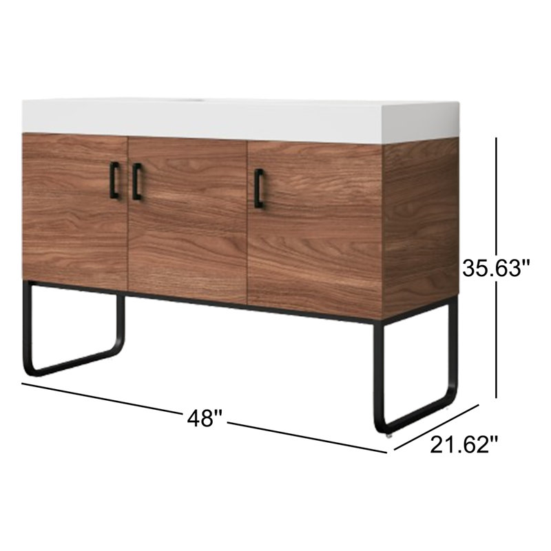 Veemon 48” W Single Vanity, Walnut