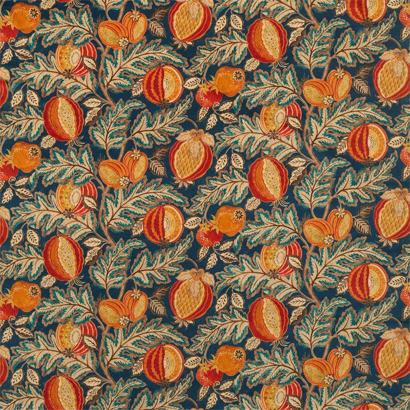 Cantaloupe Fabric, Tumeric/Indigo