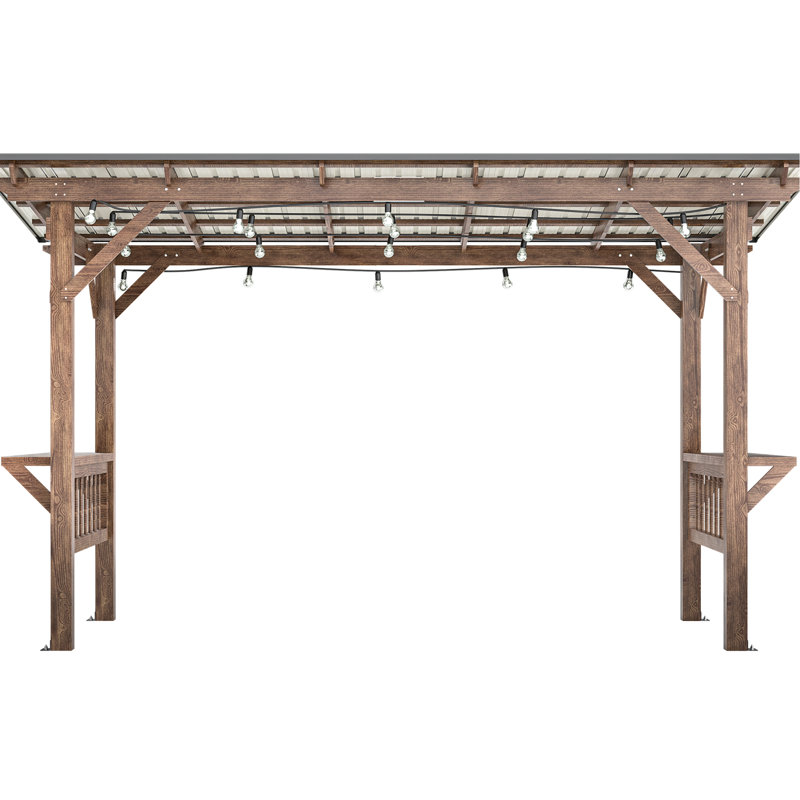 Pavillon de jardin avec structure en bois de 13 pi x 6,5 pi et ampoules élégantes Rational Design