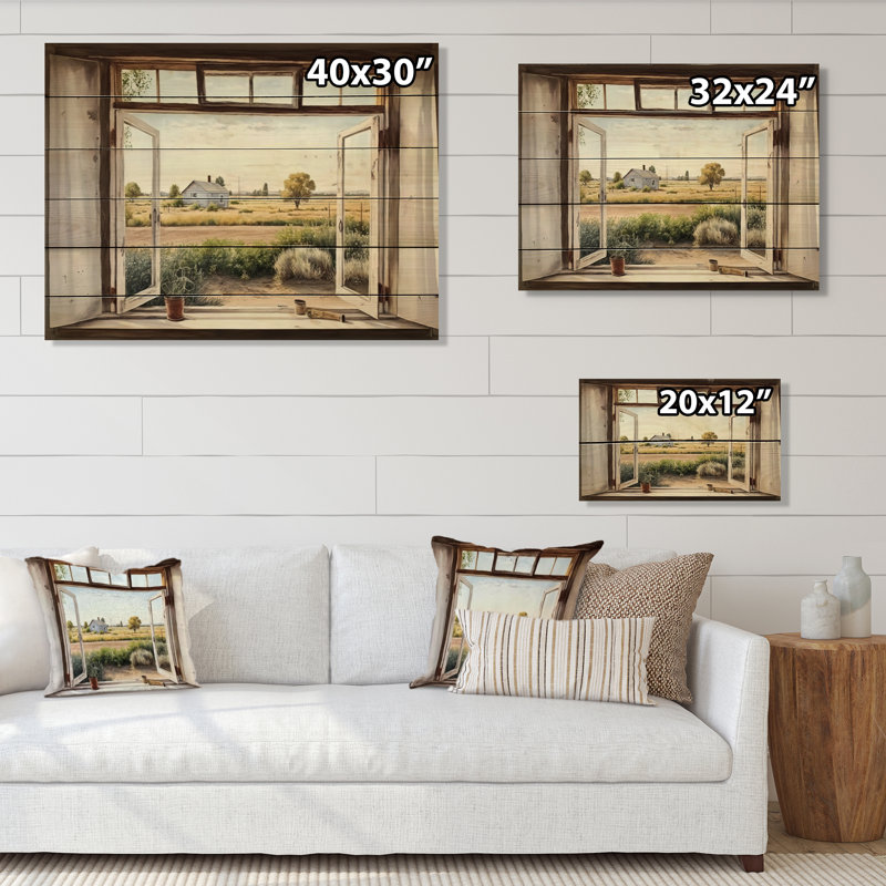 «Window to Landscape Views I», impression sur bois sans cadre, H 12 po x l 20 po x P 1 po