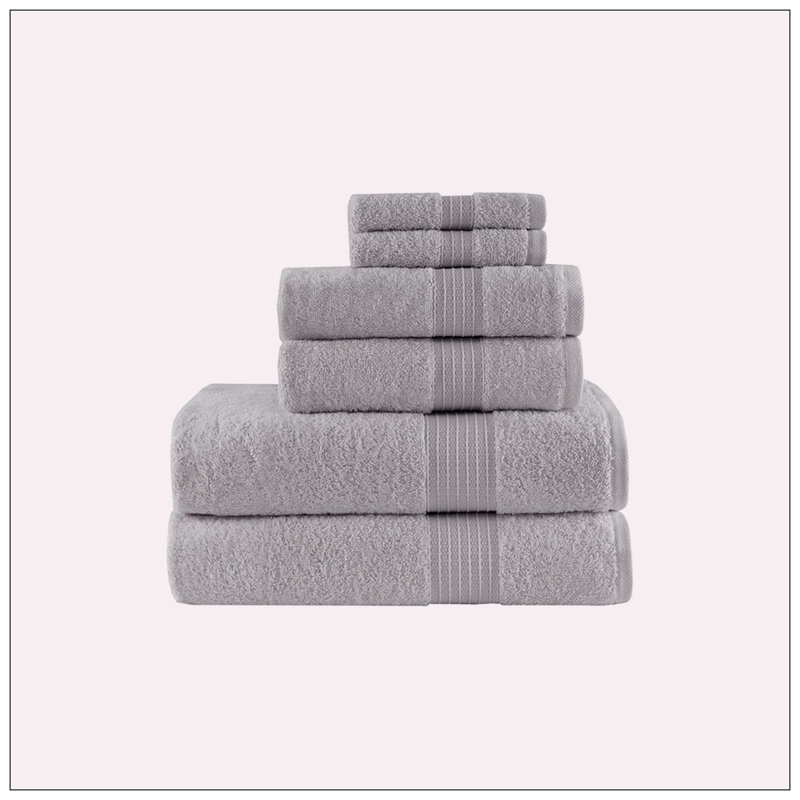 Ensemble de 6 pièces de chambre d'amis 100% coton Chanelle, Gris