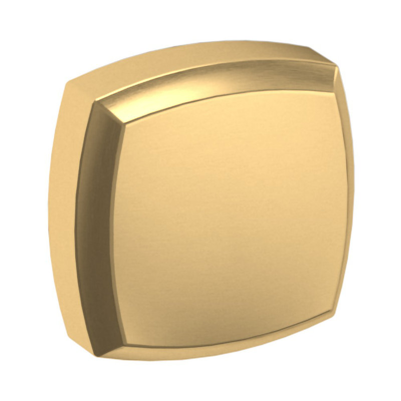 1.25" Square Satin Brass Cabinet Knob with Mounting Hardware