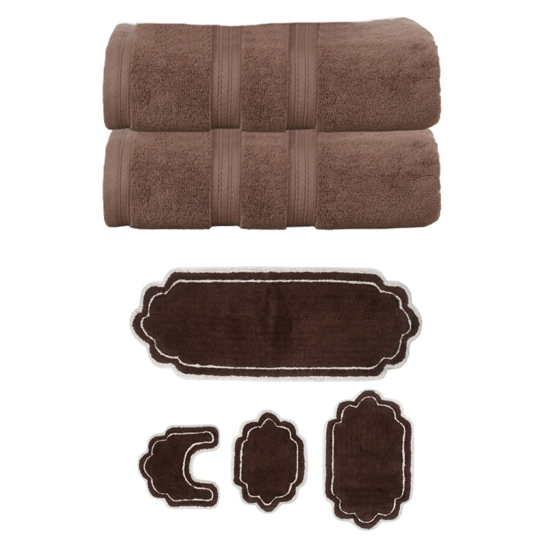 Ensemble de serviettes de bain 2 pièces et de tapis de bain 4 pièces Talbert Collection, 100% coton doux (ensemble de 6)