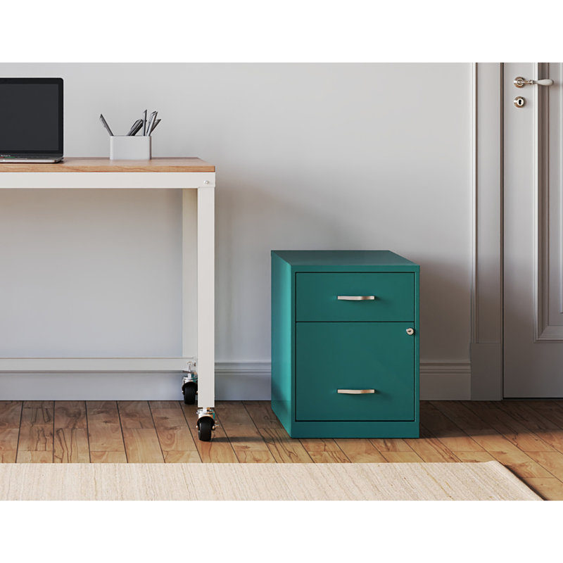Eslow 14.25'' Wide Steel File Cabinet, Teal