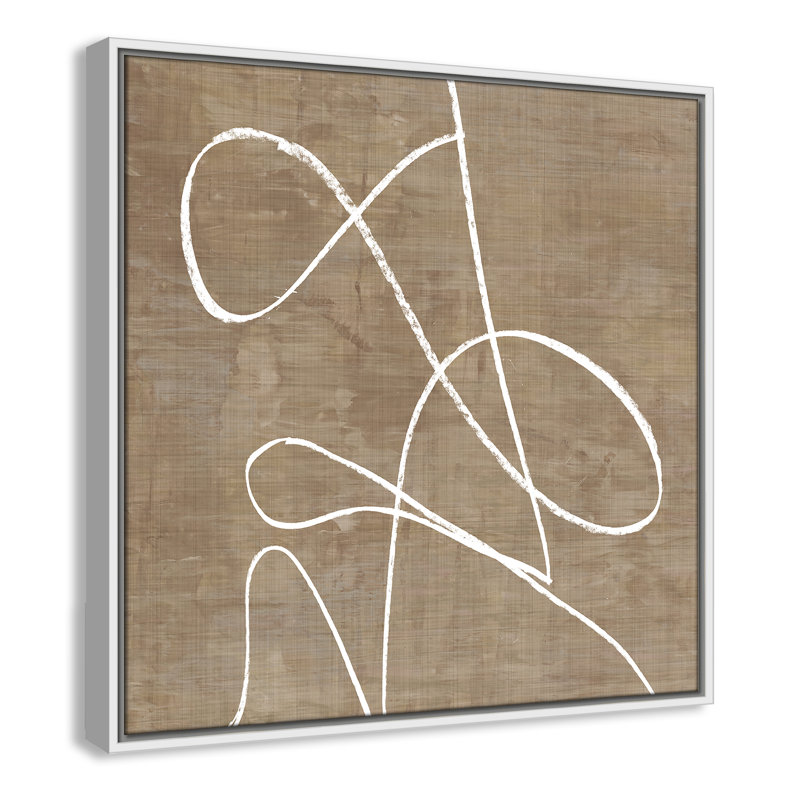 Swooping Lines - Peinture sur toile avec cadre flottant, H 25,5 po x l 25,5 po, Blanc