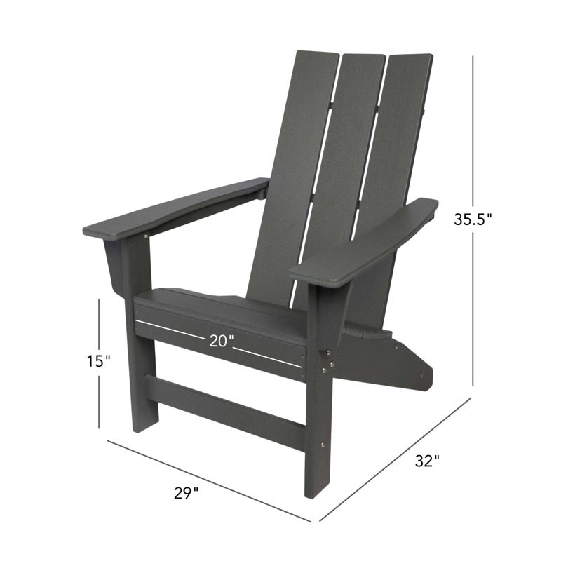 Arenijus Modern Weather-Resistant Plastic Adirondack Chair, Gray