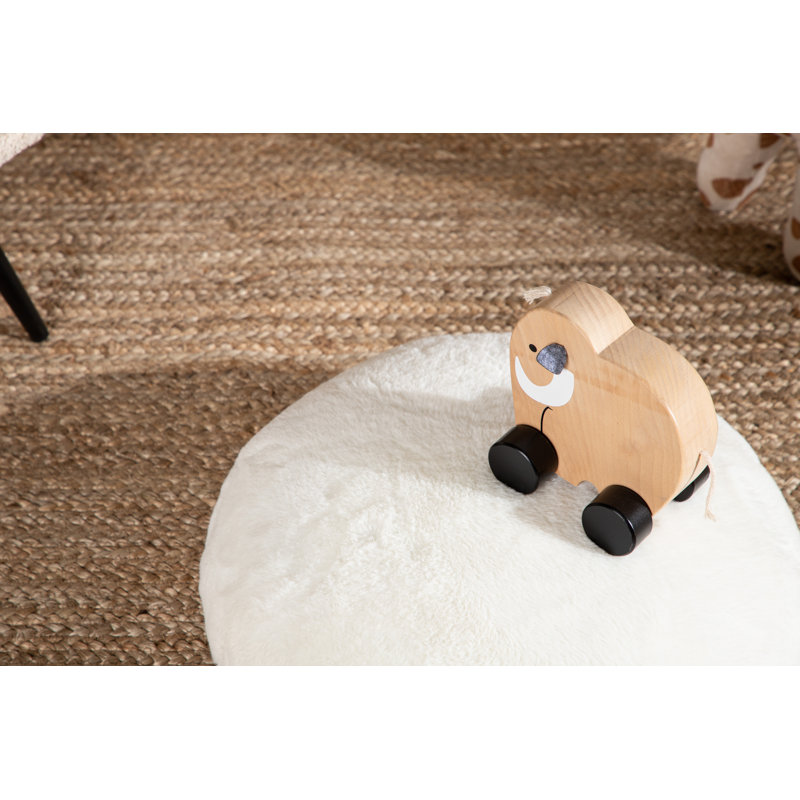 Keramettin 40cm Wide Round Solid Colour Footstool Ottoman