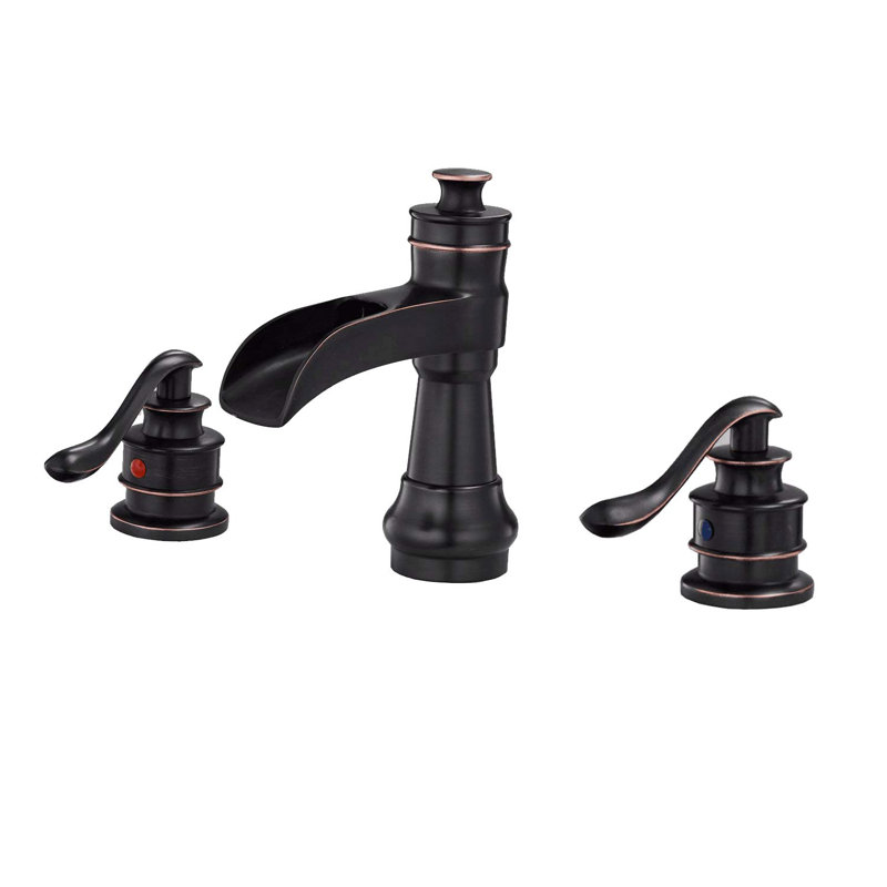 8-16 Inch 3 Holes 2 Handle Widespread Bathroom Sink Faucet, Oil Rubber Bronze, Drain Not Include