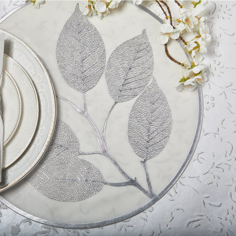 Napperon Feuille 15 po, Argent argent
