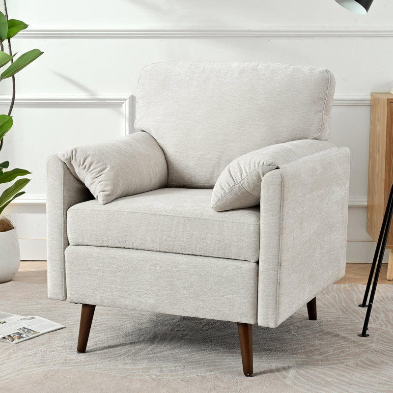 Chaise d'appoint rembourrée en chenille de salon, Chenille beige