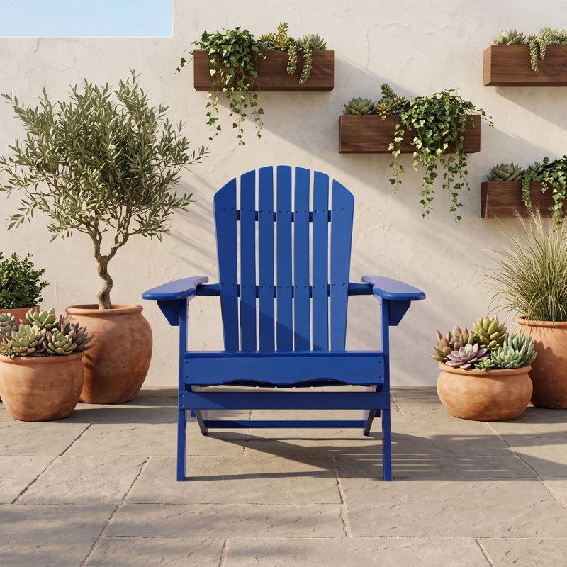 Chaise Adirondack pliante en bois, Bleu