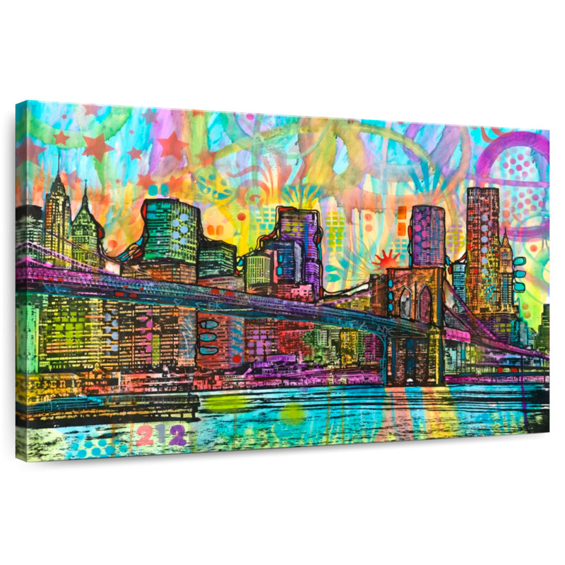 Lilie, pont coloré de New York-Brooklyn, H 20 po x l 30 po