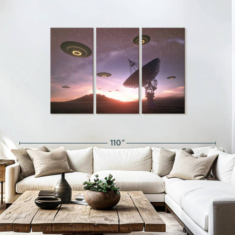 Kelan Alien Spaceships, 48" H x 74" W