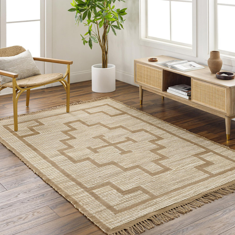 Envoy Moroccan Handmade Flatweave Jute/Sisal Area Rug in Khaki/Camel, Rectangle 8' x 10'