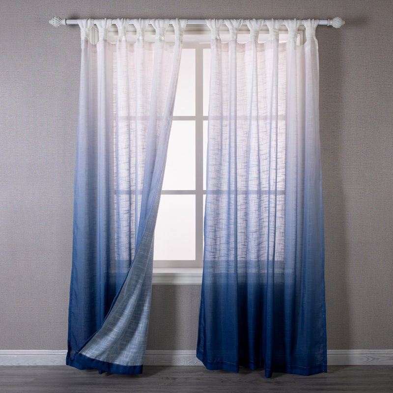 Sheer Curtain Pair, Ombre Navy